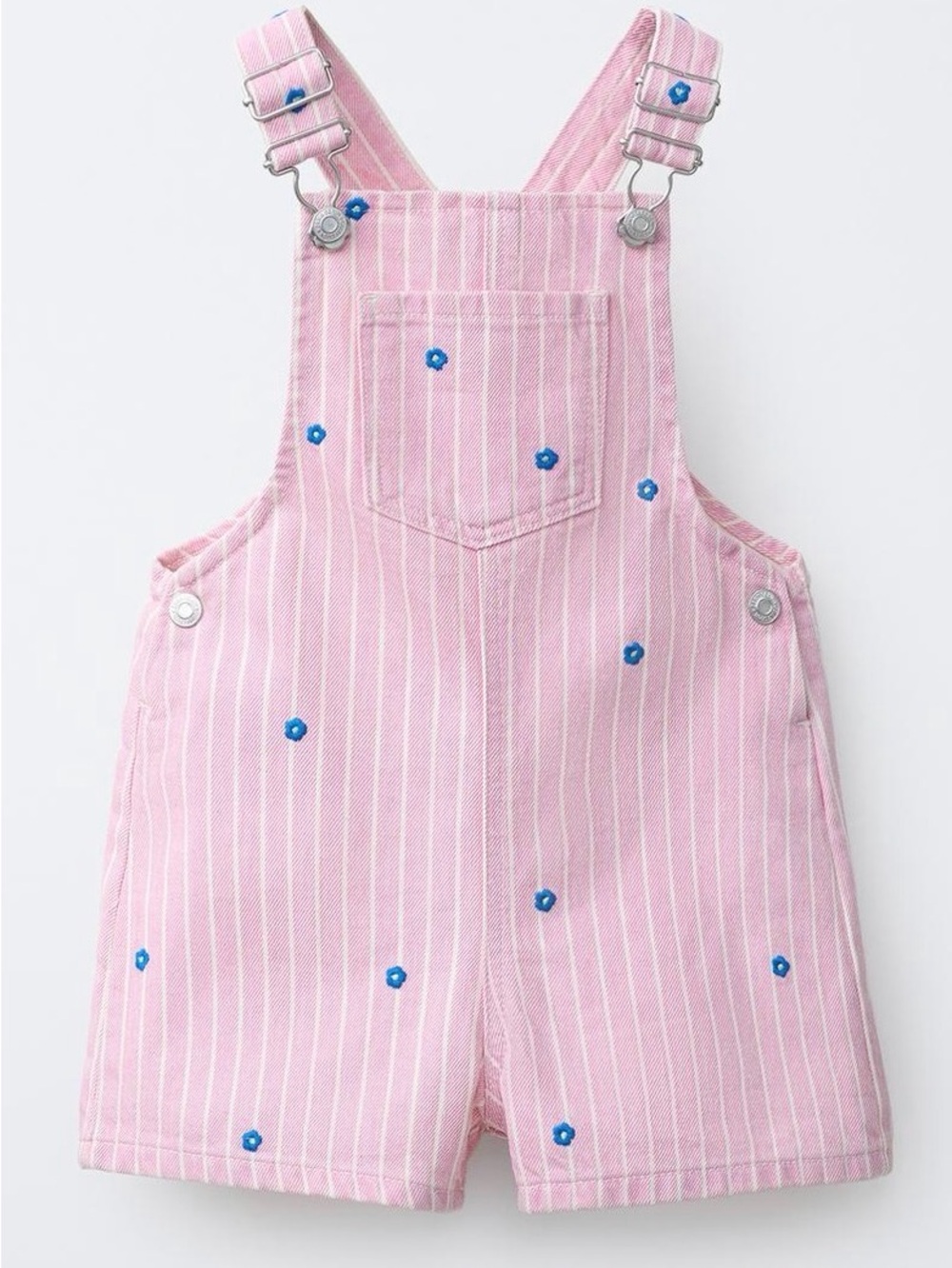 Zara STRIPED & EMBROIDERED FLORAL TWILL OVERALL SHORTS